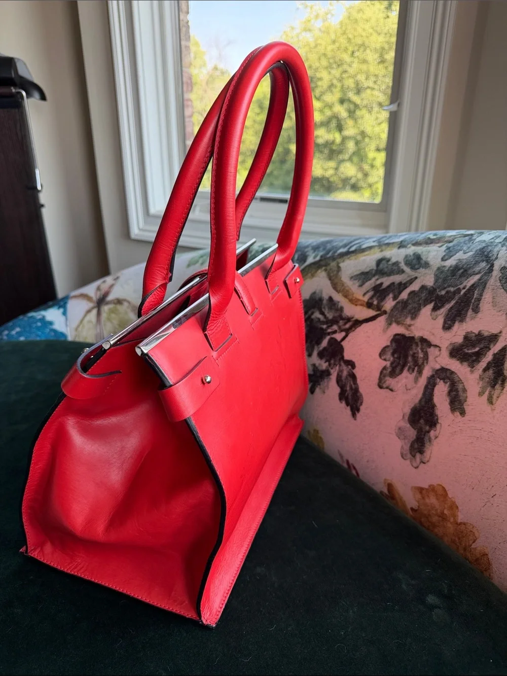 CNC Costume National Red Leather Top-Handle Satchel